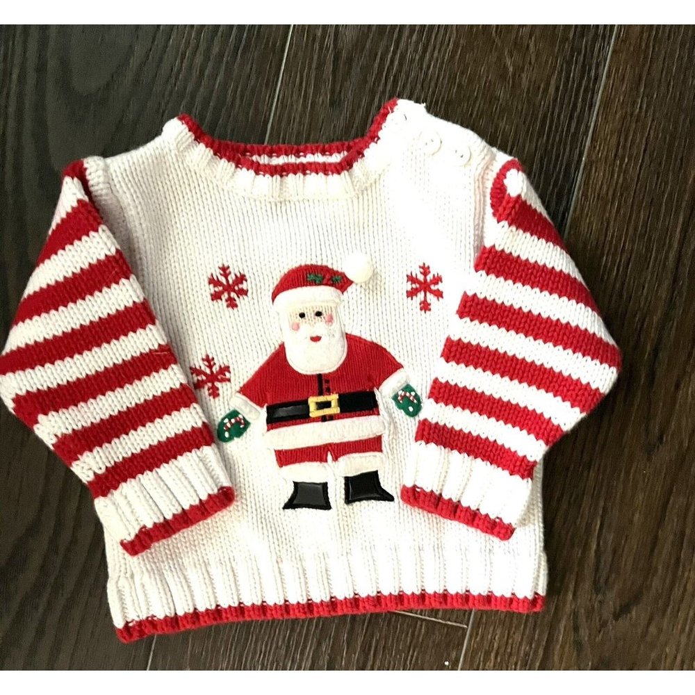 Heartstrings Santa Claus Christmas Sweater Newborn 6M Cute Xmas Baby Red/White